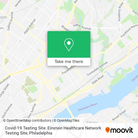 Mapa de Covid-19 Testing Site: Einstein Healthcare Network Testing Site