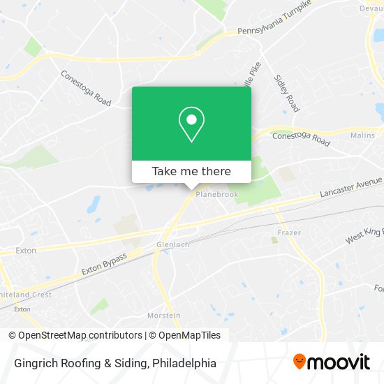 Gingrich Roofing & Siding map