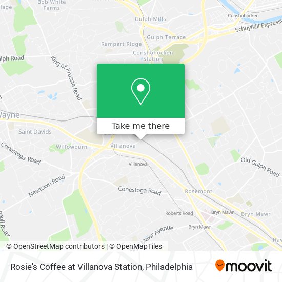 Rosie's Coffee at Villanova Station map
