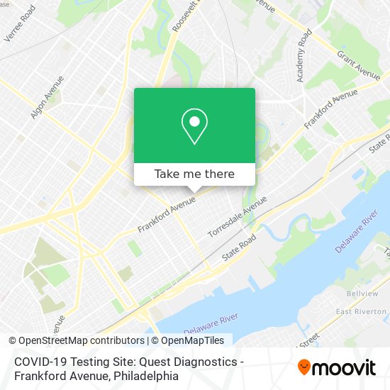 Mapa de COVID-19 Testing Site: Quest Diagnostics - Frankford Avenue