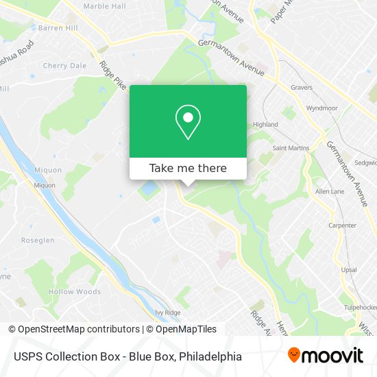 Mapa de USPS Collection Box - Blue Box