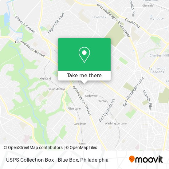 Mapa de USPS Collection Box - Blue Box