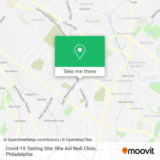 Covid-19 Testing Site: Rite Aid Redi Clinic map