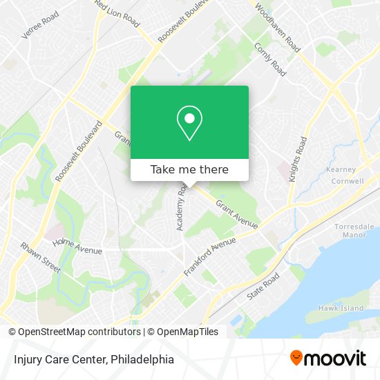 Injury Care Center map
