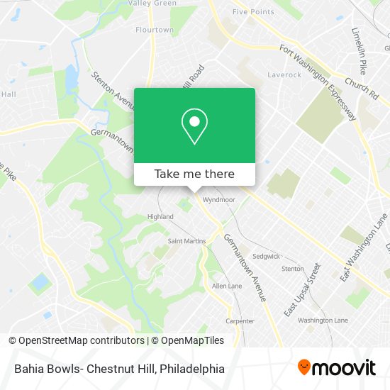 Mapa de Bahia Bowls- Chestnut Hill