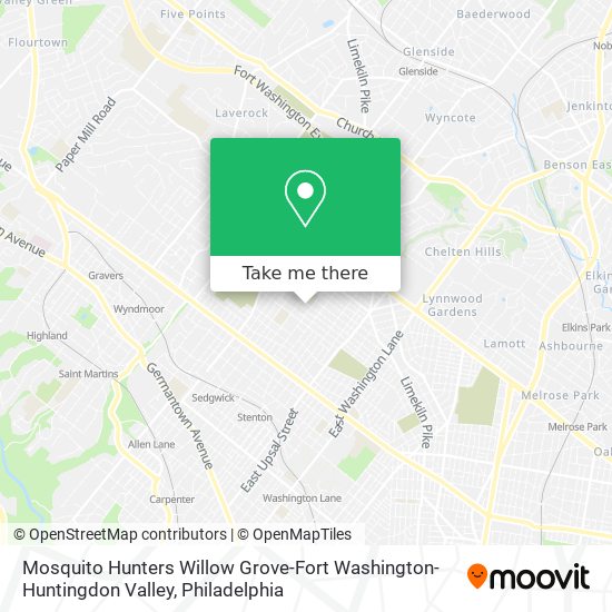 Mapa de Mosquito Hunters Willow Grove-Fort Washington-Huntingdon Valley