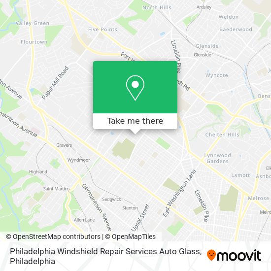Philadelphia Windshield Repair Services Auto Glass map