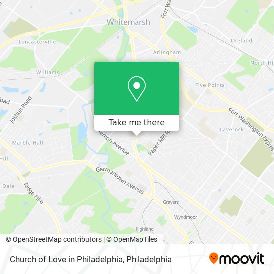 Church of Love in Philadelphia map