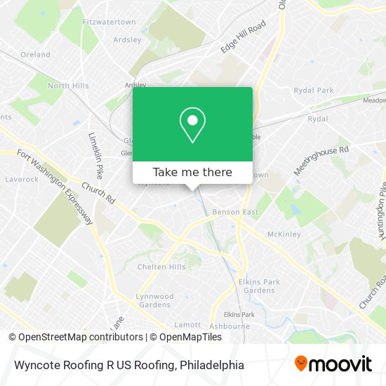 Wyncote Roofing R US Roofing map