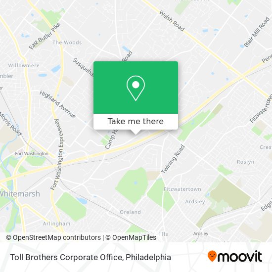 Toll Brothers Corporate Office map