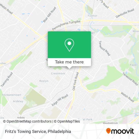 How to get to Fritz's Towing Service in Willow Grove by Bus or Train?