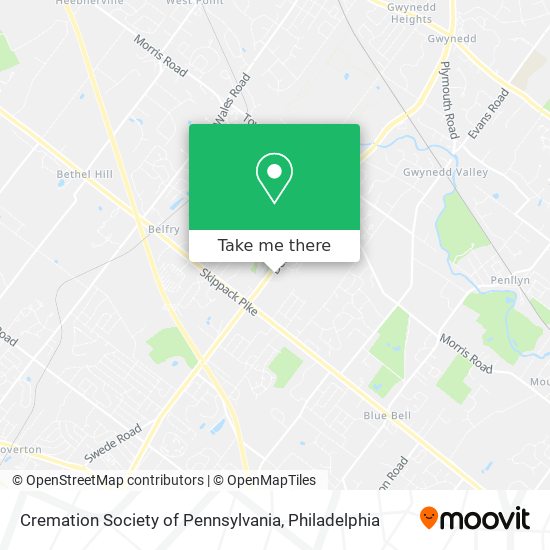 Cremation Society of Pennsylvania map