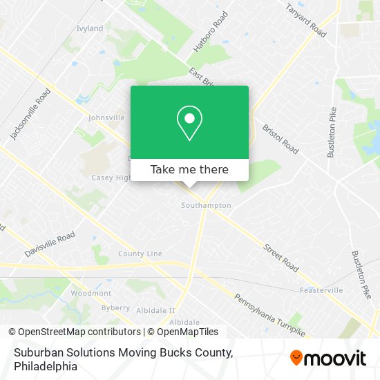 Suburban Solutions Moving Bucks County map