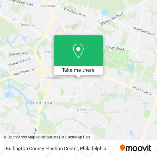 Mapa de Burlington County Election Center