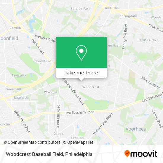 Woodcrest Baseball Field map