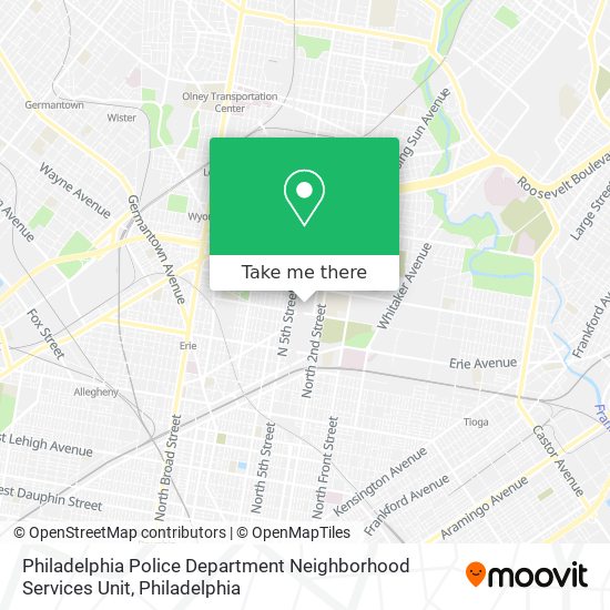 Philadelphia Police Department Neighborhood Services Unit map