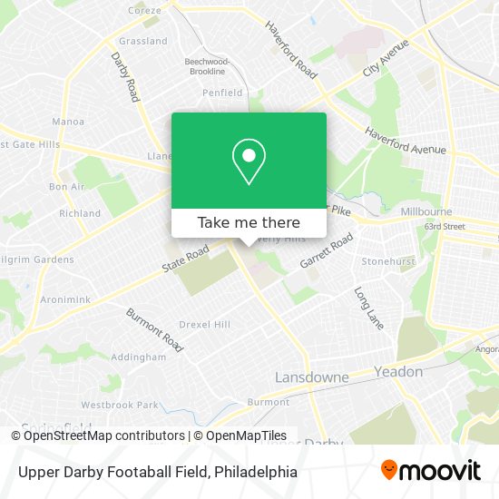 Upper Darby Footaball Field map