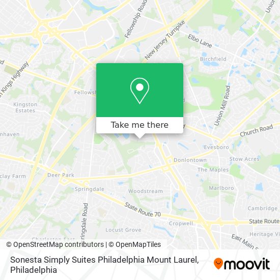 Sonesta Simply Suites Philadelphia Mount Laurel map