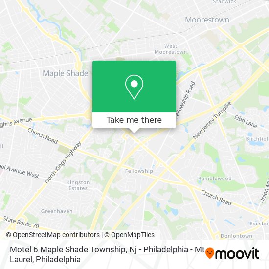 Motel 6 Maple Shade Township, Nj - Philadelphia - Mt Laurel map