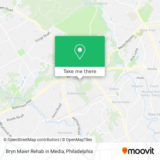 Bryn Mawr Rehab in Media map