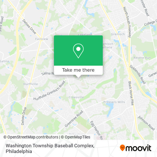 Mapa de Washington Township Baseball Complex