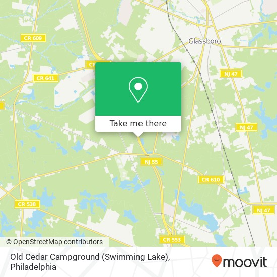 Mapa de Old Cedar Campground (Swimming Lake)