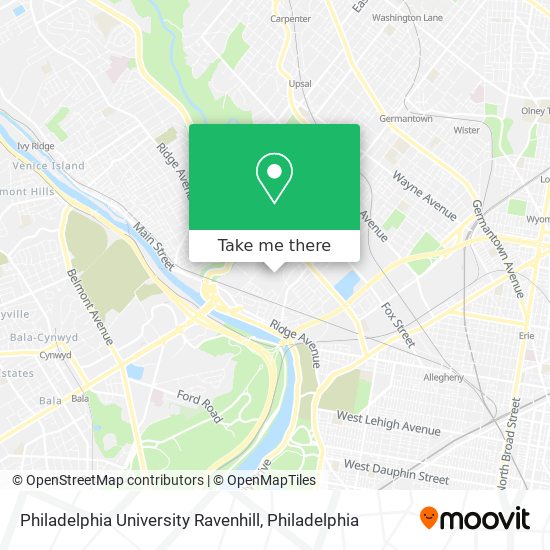 Philadelphia University Ravenhill map