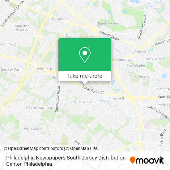 Mapa de Philadelphia Newspapers South Jersey Distribution Center
