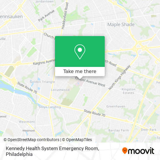 Mapa de Kennedy Health System Emergency Room