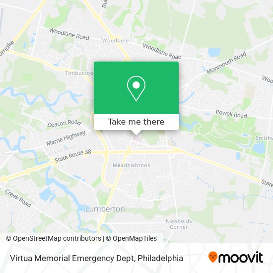 Virtua Memorial Emergency Dept map