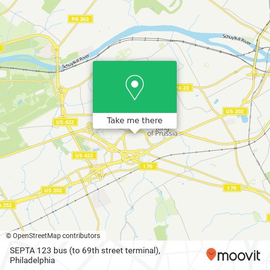 Mapa de SEPTA 123 bus (to 69th street terminal)