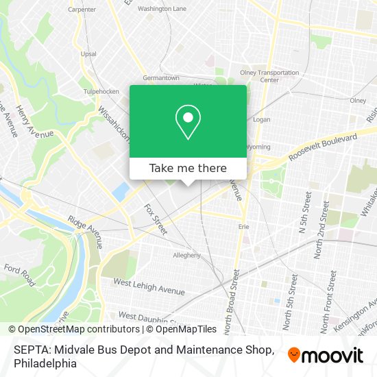 Mapa de SEPTA: Midvale Bus Depot and Maintenance Shop