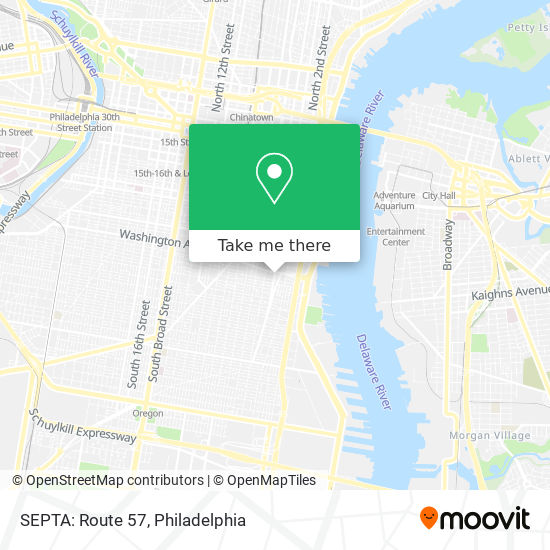 Mapa de SEPTA: Route 57