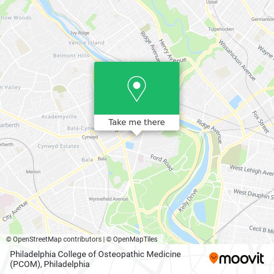 Mapa de Philadelphia College of Osteopathic Medicine (PCOM)