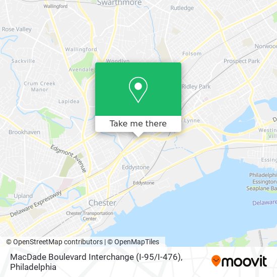 Mapa de MacDade Boulevard Interchange (I-95 / I-476)