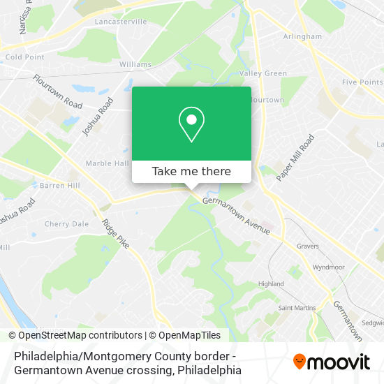 Philadelphia / Montgomery County border - Germantown Avenue crossing map
