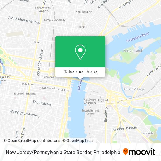New Jersey / Pennsylvania State Border map
