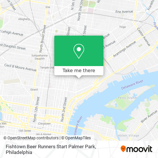 Fishtown Beer Runners Start Palmer Park map