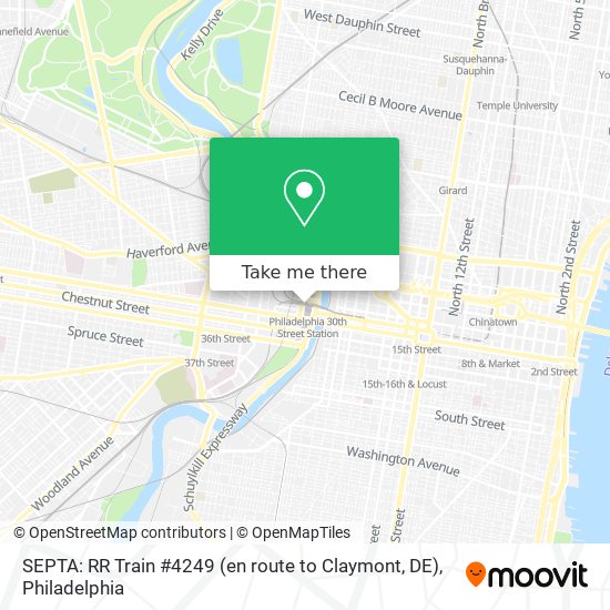 Mapa de SEPTA: RR Train #4249 (en route to Claymont, DE)