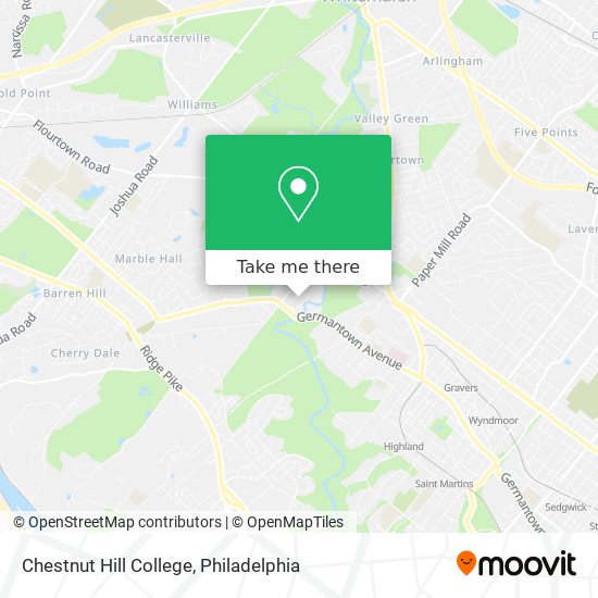 Mapa de Chestnut Hill College