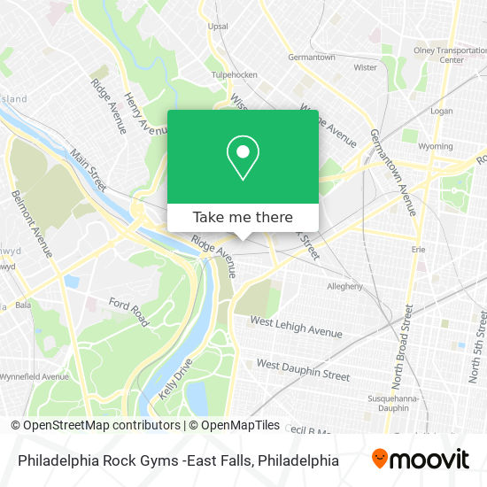 Mapa de Philadelphia Rock Gyms -East Falls