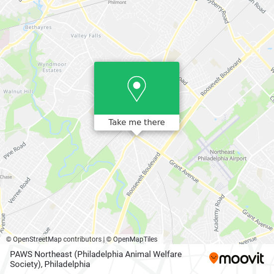 PAWS Northeast (Philadelphia Animal Welfare Society) map