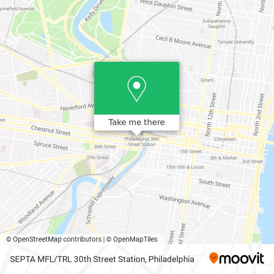 Mapa de SEPTA MFL / TRL 30th Street Station