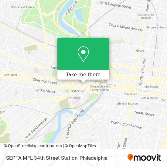 Mapa de SEPTA MFL 34th Street Station