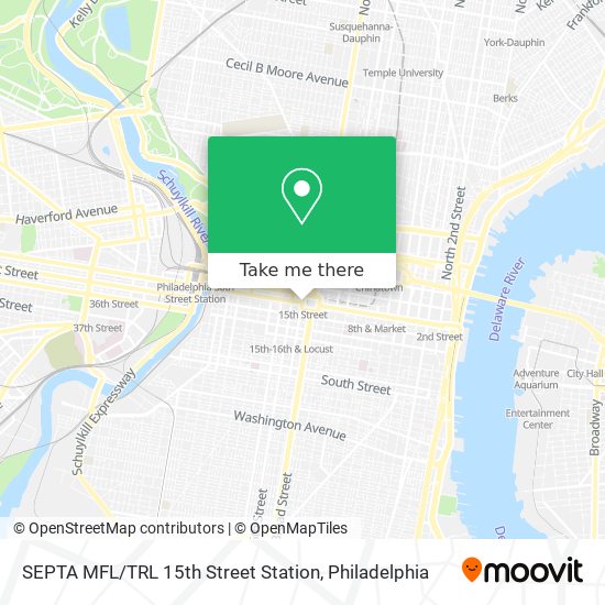 SEPTA MFL / TRL 15th Street Station map