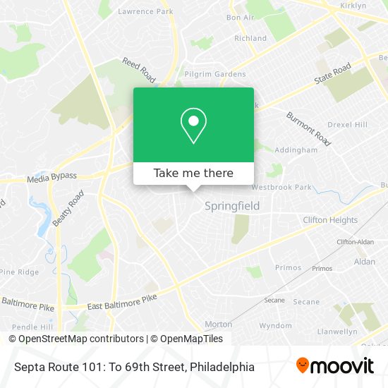 Mapa de Septa Route 101: To 69th Street