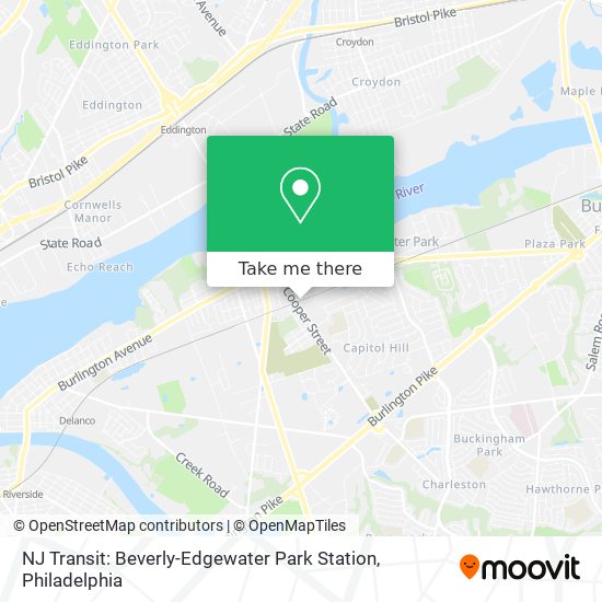 Mapa de NJ Transit: Beverly-Edgewater Park Station