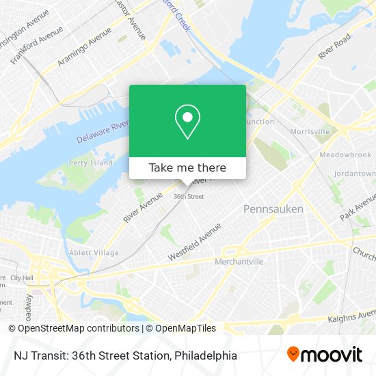 Mapa de NJ Transit: 36th Street Station