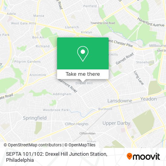 SEPTA 101 / 102: Drexel Hill Junction Station map