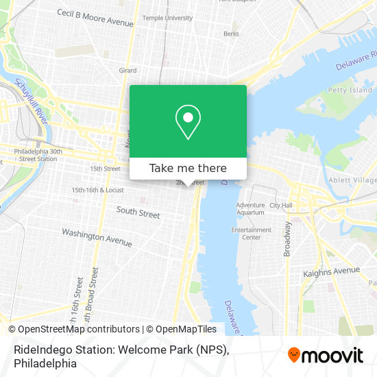 RideIndego Station: Welcome Park (NPS) map